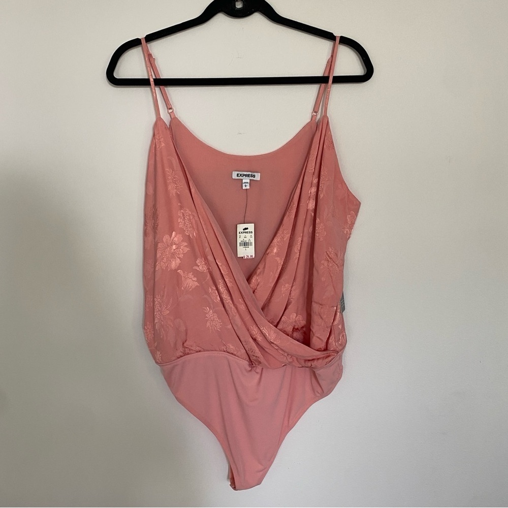 Express Light Pink Floral Bodysuit - Picture 1 of 5